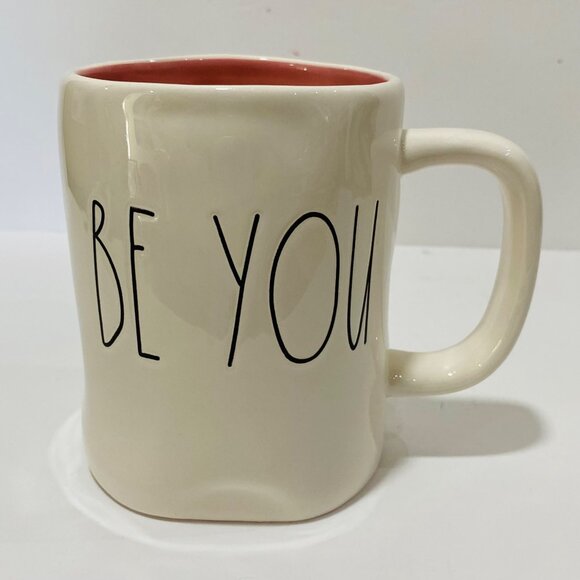 RAE DUNN BY MAGENTA "BE YOU" -Rare -White/Pink inside Coffee/Tea Mug Cup - Picture 1 of 6